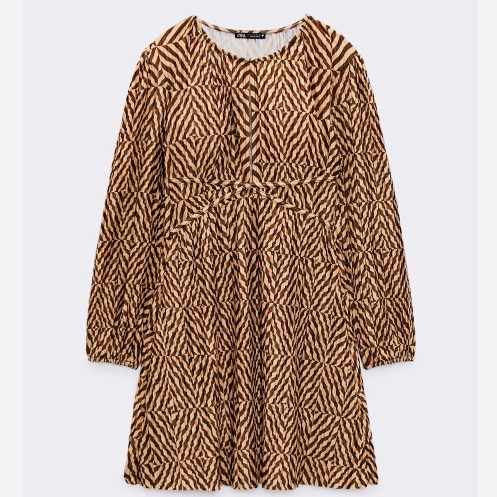 ZARA PRINTED PLEATED DRESS - Picture 3 of 11